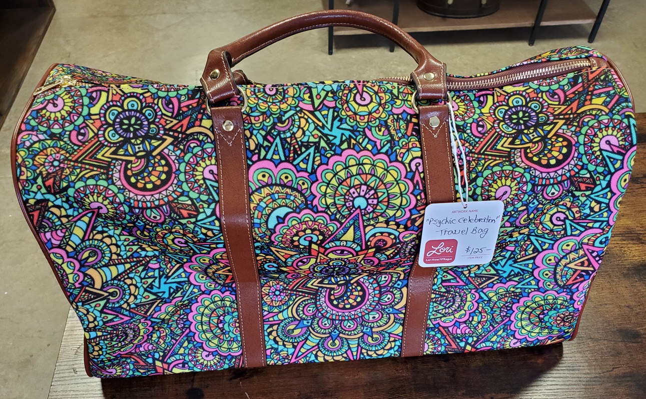 A travel bag with beautiful crazy colours