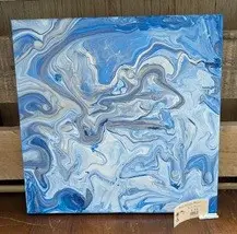Blue Acrylic Pour by Anne Pradine