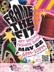 Poster for Frame the Fit fashion show held at Myth Valley Studio