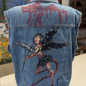 Beautiful Demon Painted Jean Jacket by Travis Clarke