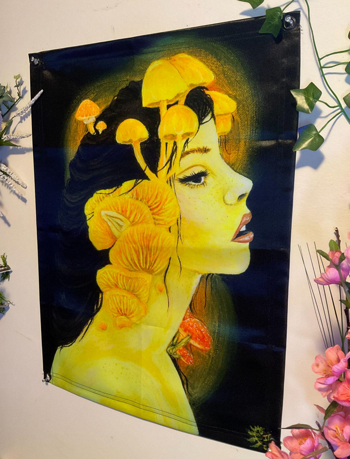 Satin Blacklight Fluorescent Tapestries by Iridescent Fern