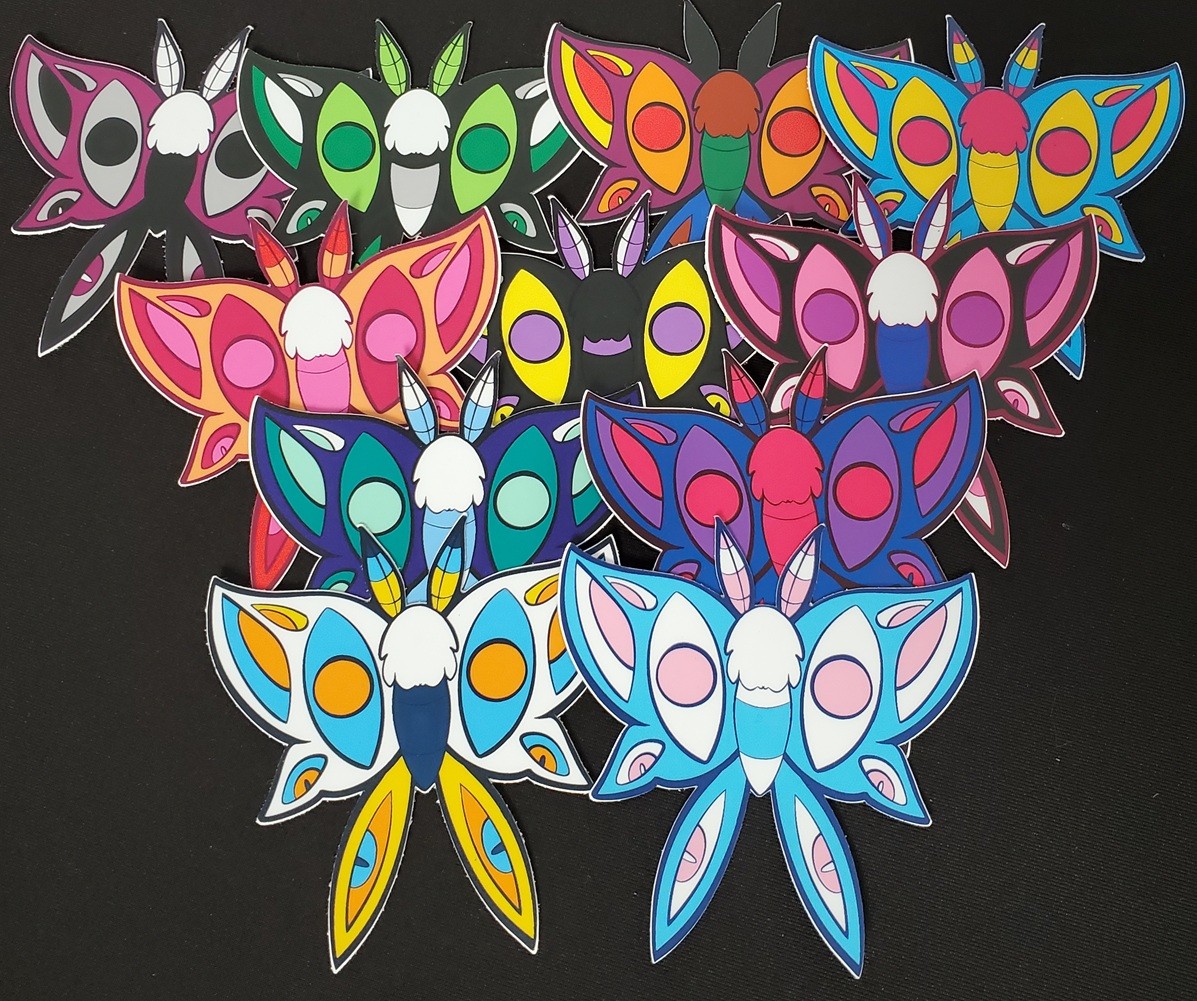 $5 Moth Pride Stickers by Maddy Ward